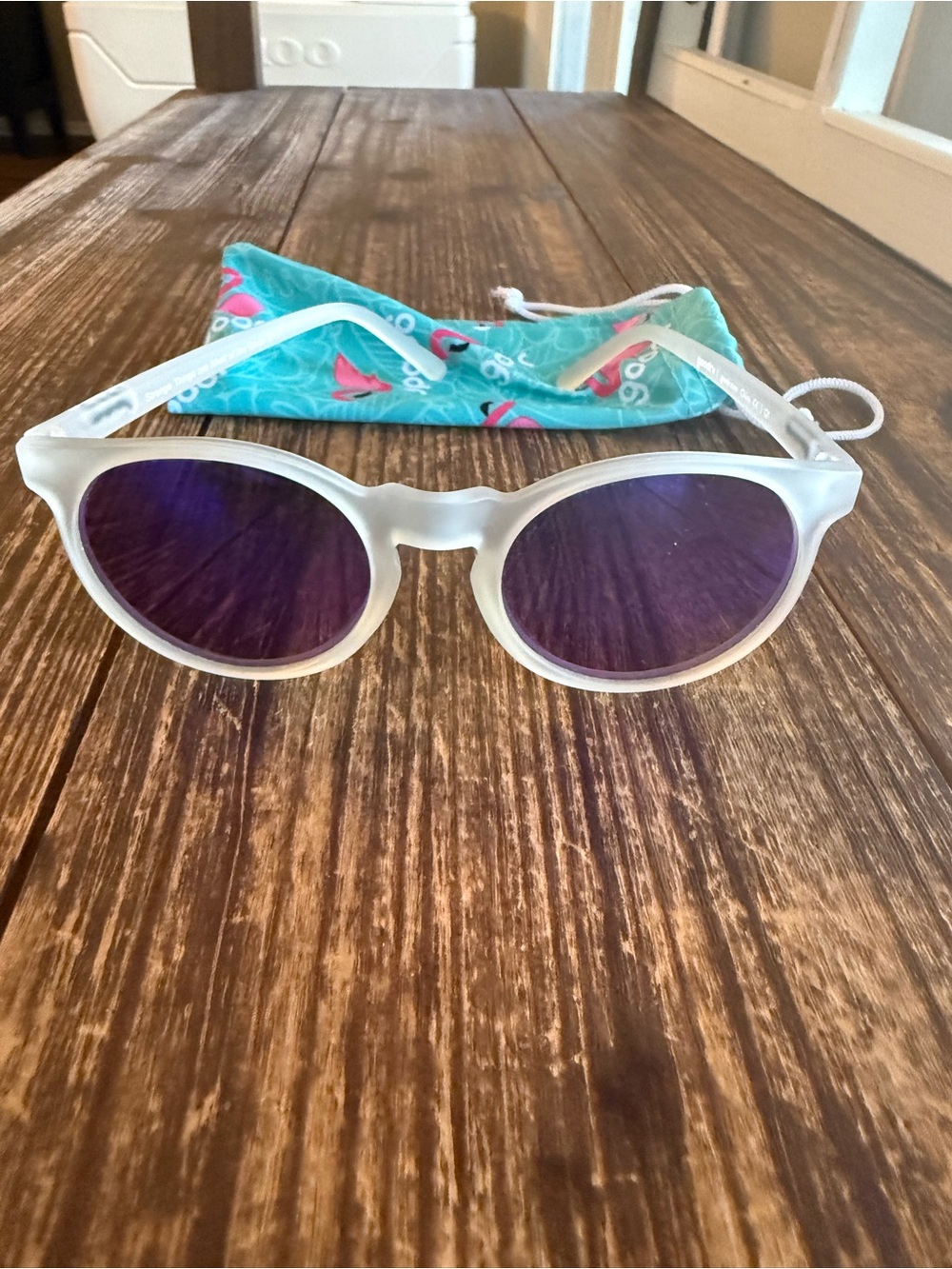 Frosted White Sunglasses with Purple tinted Lenses Brand Goodr